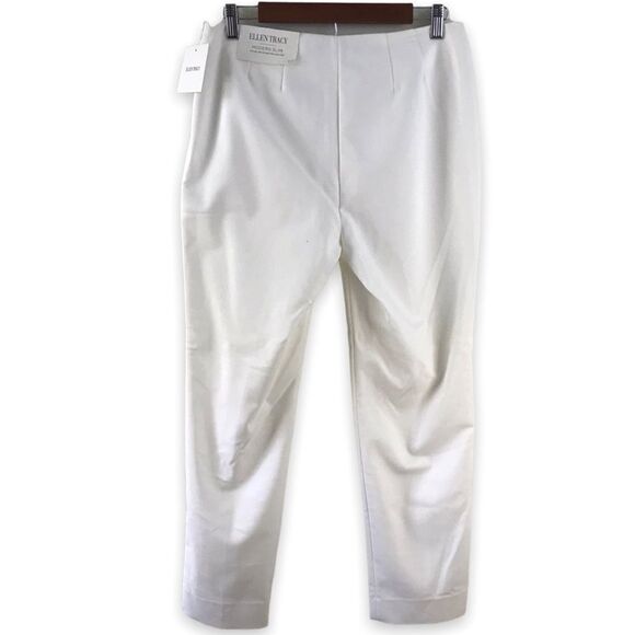 Ellen Tracy slim leg mid rise side zip clean lines white pants size 10 - Picture 2 of 10